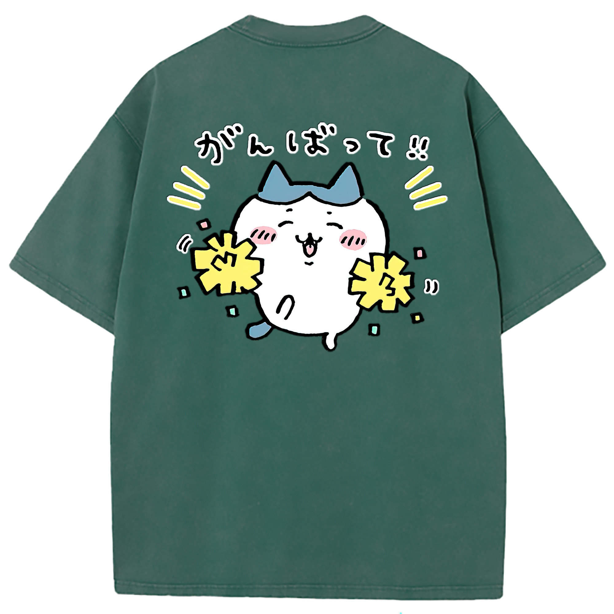 （画像用） ちいかわ ハチワレ Chii-kawa hachiware 綿100% ヴィンテージ風 半袖Tシャツ（背面プリント）